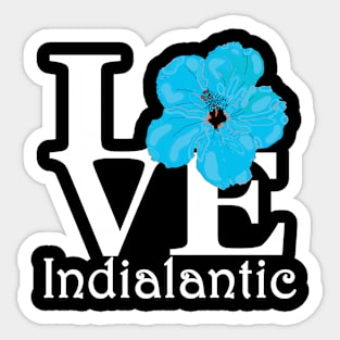 LOVE Indialantic Blue Hibiscus Sticker